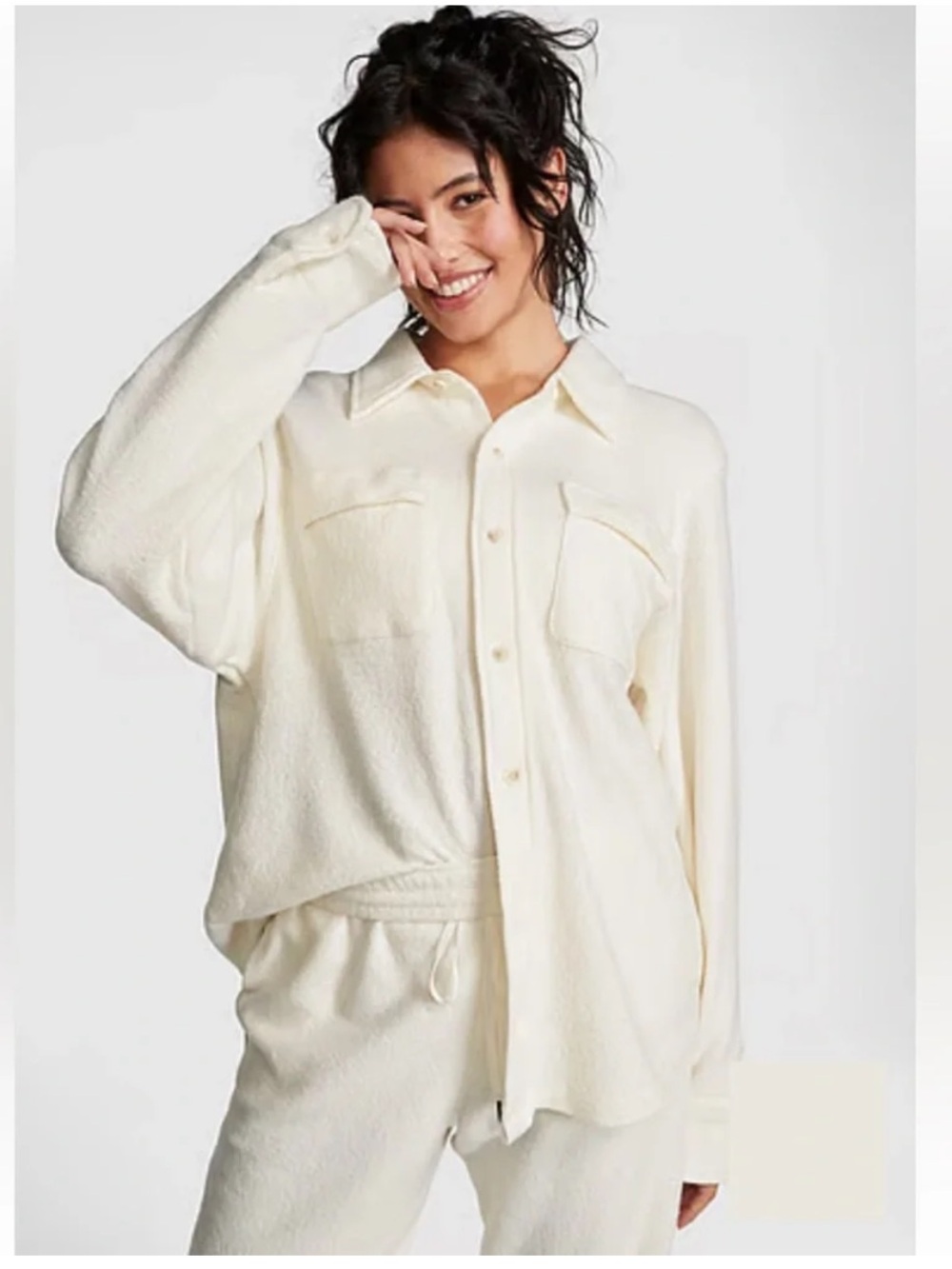 Victoria's Secret PINK reverse fleece button-up shacket
